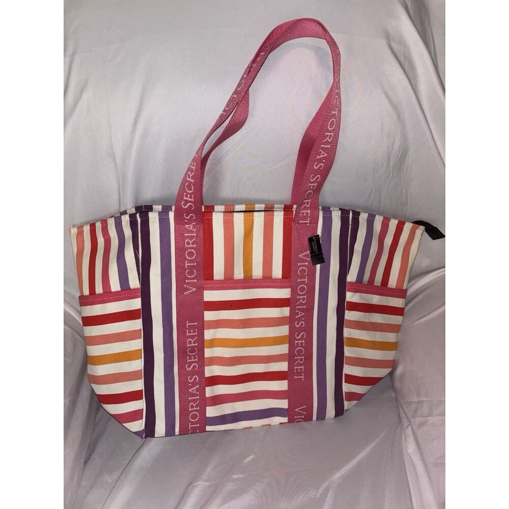 Victoria’s Secret Large Summer Beach /Logo Zippered Carry On Tote Bag NWT